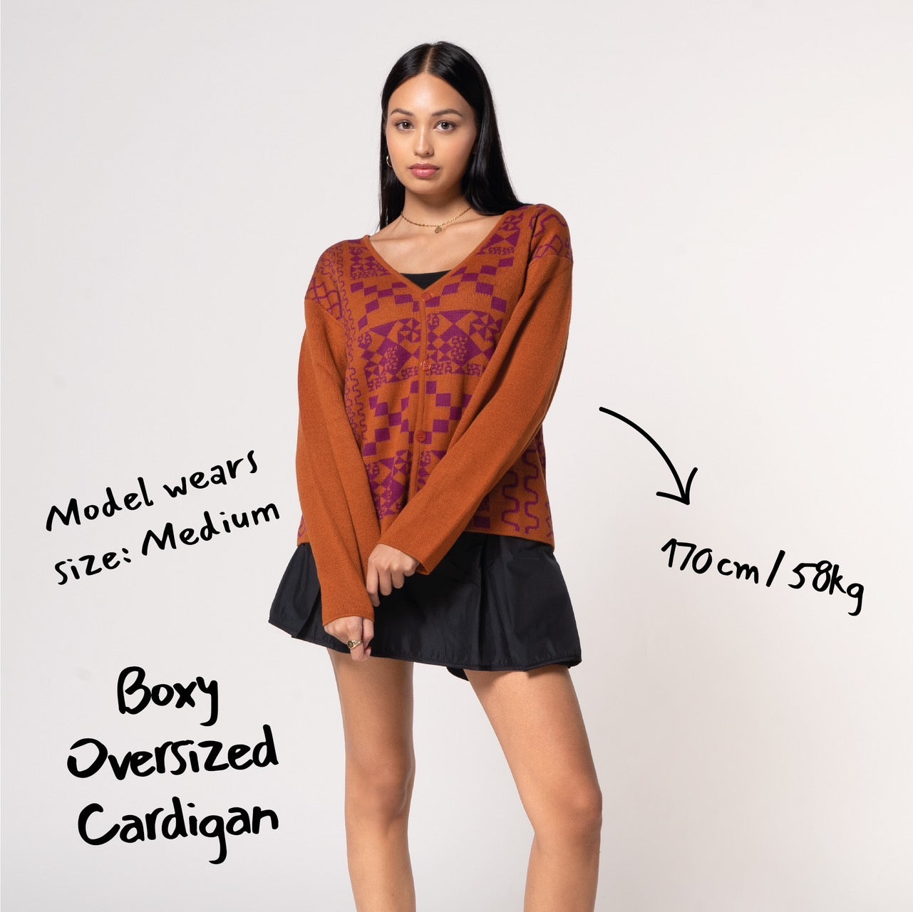 Boxy Oversized Cardigan Rust